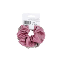 Scrunchie hair tie in mauve with fabric tag on top