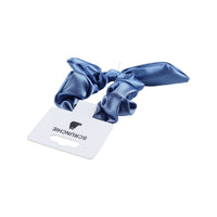 Blue Satin Hair Scrunchie with Bow Design 2