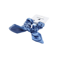 Blue Satin Hair Scrunchie with Bow Design 3