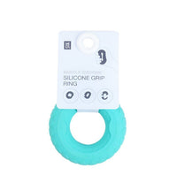 Silicone grip ring for exercise, teal silicone ring with central thumb hole