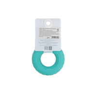 Silicone grip ring for exercise, teal silicone ring with view of product backing card