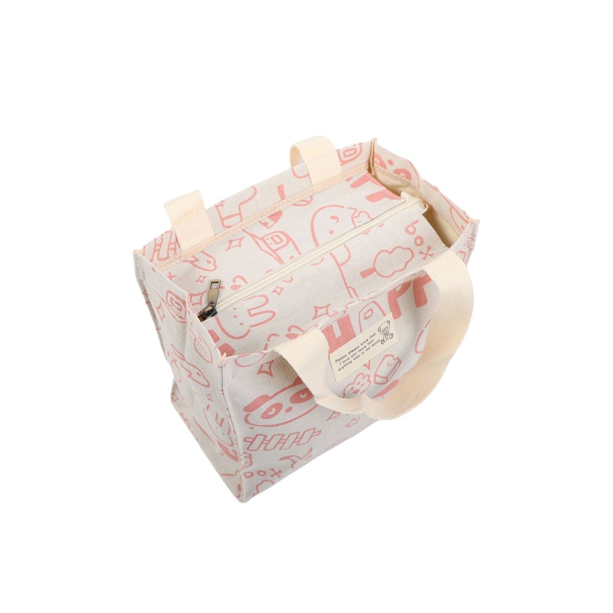 Square Canvas Bag with Cartoon Print 1