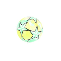 Football size 22.86cm, yellow and mint sections with black grid lines and stars
