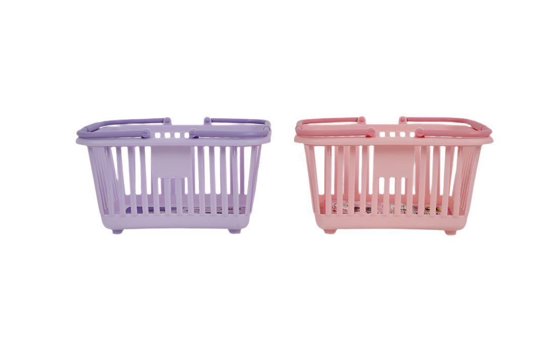 Small Plastic Shopping Basket - Pink/Purple - MIDI