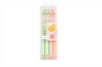 Soft bristle toothbrushes 4-pack in clear blister with pastel handles
