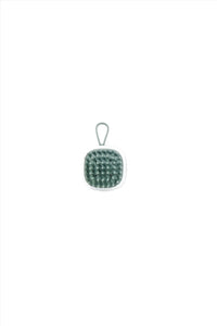 Green soft gel massage shampoo comb with loop handle and dotted brush surface