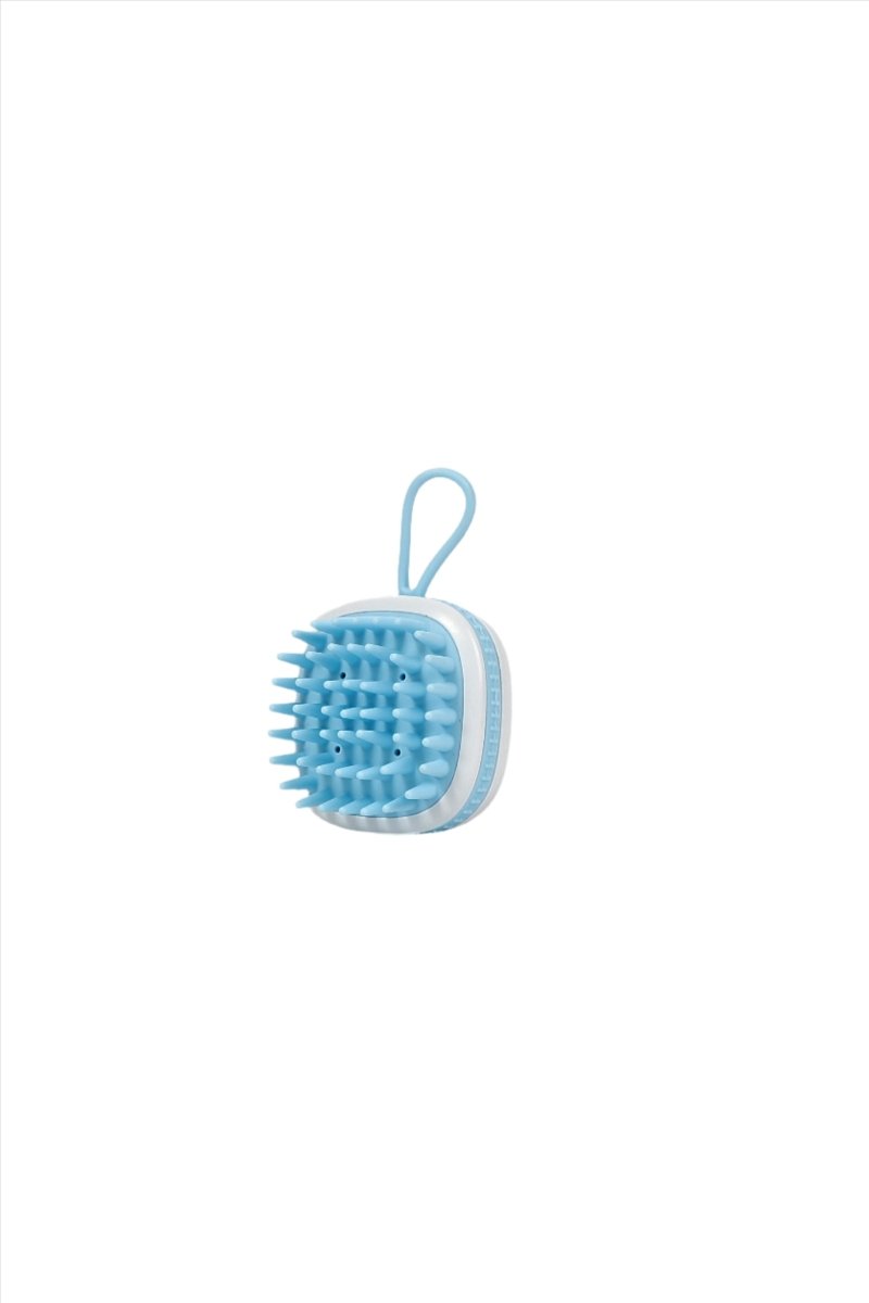 Blue soft gel massage shampoo comb with loop handle, round brush head