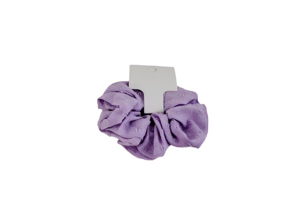 Fabric hair scrunchie, lavender purple ruched fabric with gathered loops