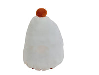 White strawberry-shaped princess hat with brown pom and curved brim