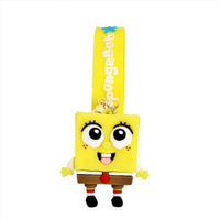SpongeBob SquarePants cartoon keychain with yellow sponge body and gold clasp