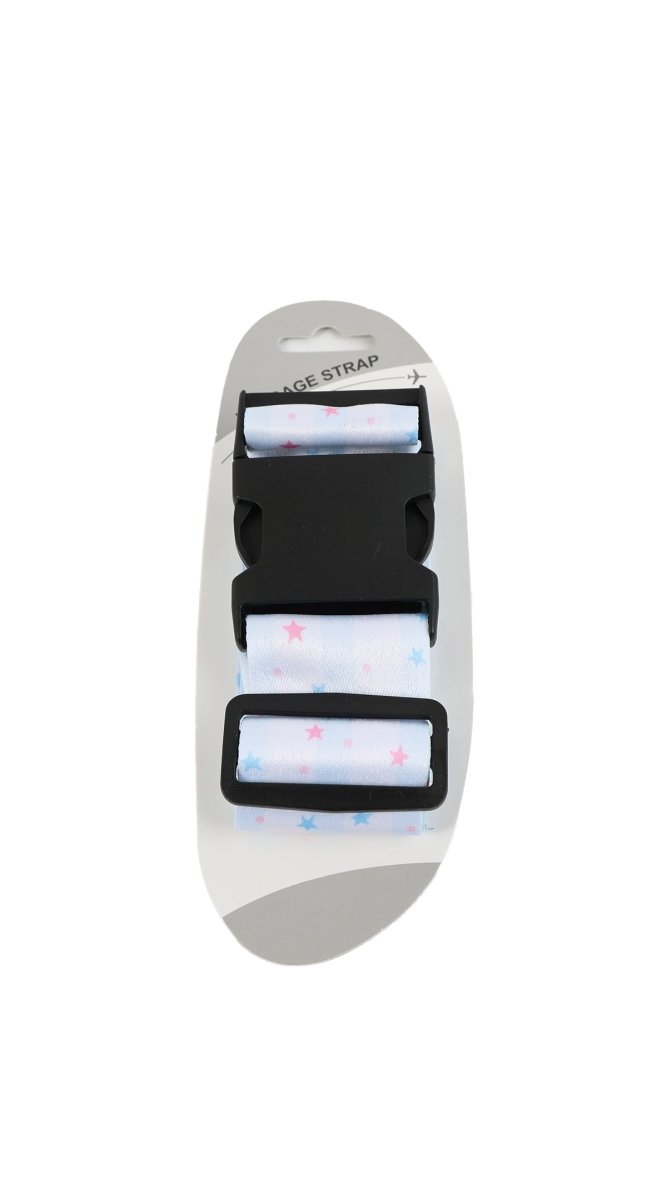 Luggage strap buckle set with star print fabric and black adjustable sliders