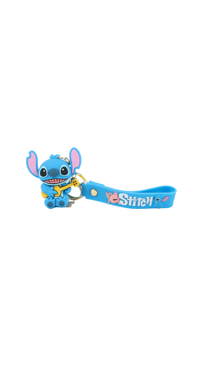 Trendy Planet Stitch 3D keychain with blue stretch strap and Stitch charm