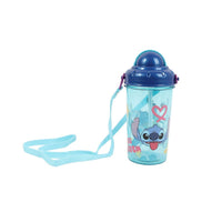 Turquoise kids cool mug with Stitch print, blue dome lid, and light-blue carry strap