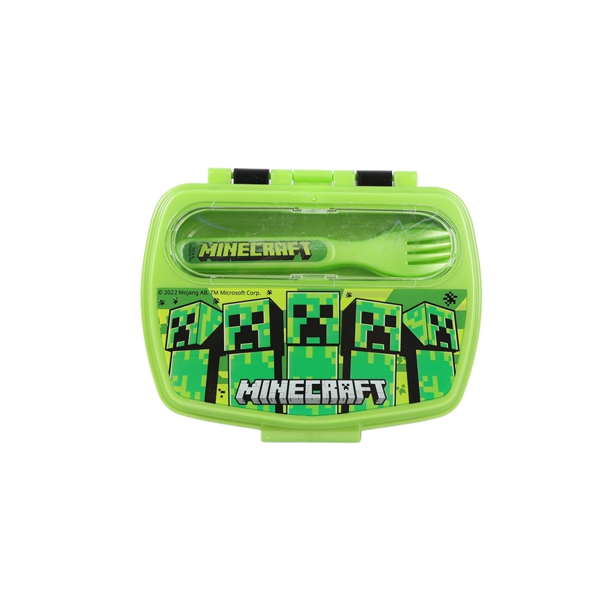 STOR Minecraft Lunch Box with Spoon & Fork Set – Creeper Design | Kids Snack Box - MIDI