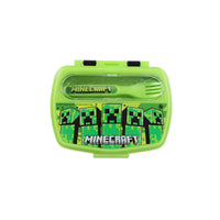 STOR Minecraft Lunch Box with Spoon & Fork Set – Creeper Design | Kids Snack Box - MIDI