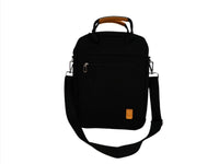 Black 13-inch laptop bag with top handle and adjustable shoulder strap