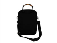 Black 13-inch laptop bag with top handle and shoulder strap