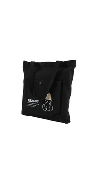Stylish Canvas Tote Bag with Bear Design - MIDI