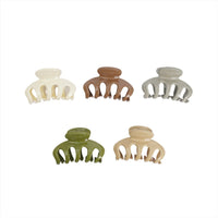 Set of plastic hair clips in white, beige, gray, brown, and green