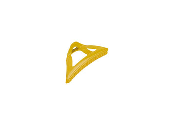 Yellow triangle plastic hair clip with cutout design and hinged clasp