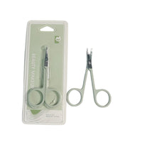 Eyebrow scissors with blister card, silver blades and two round finger loops