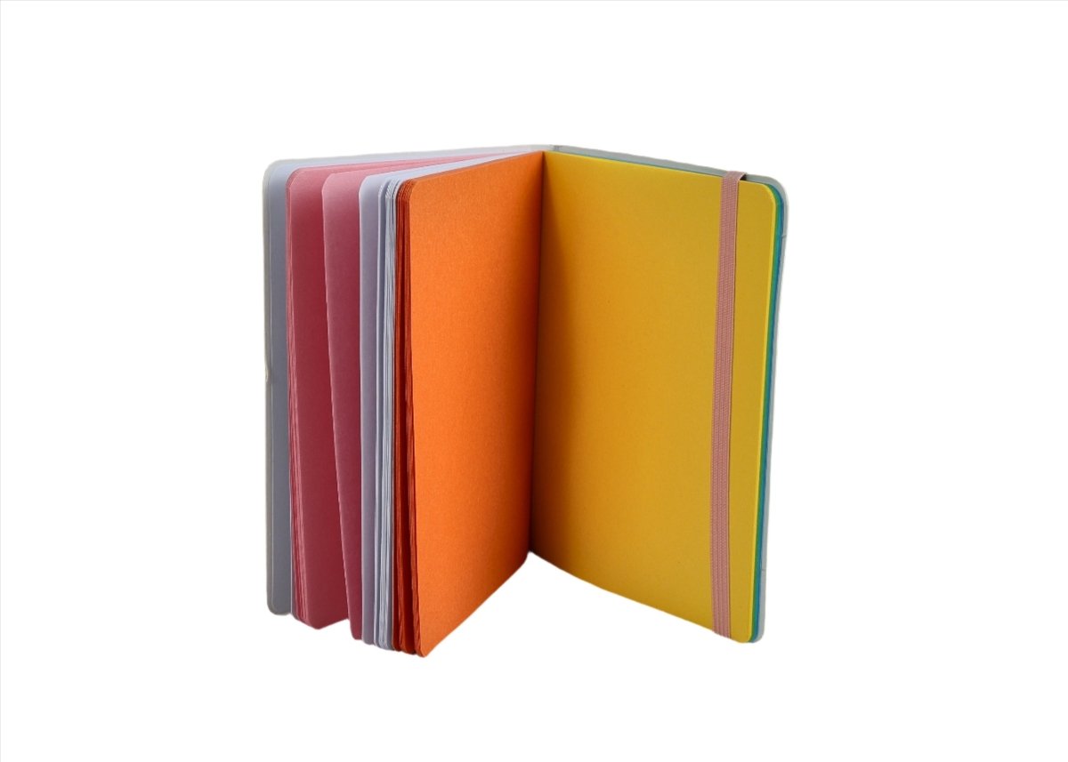 Small Yellow Notebook with Colored Pages