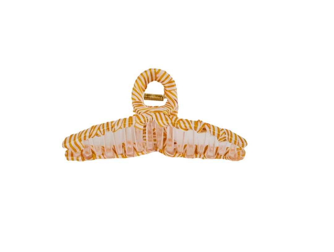Yellow and White Striped Hair Clip 4