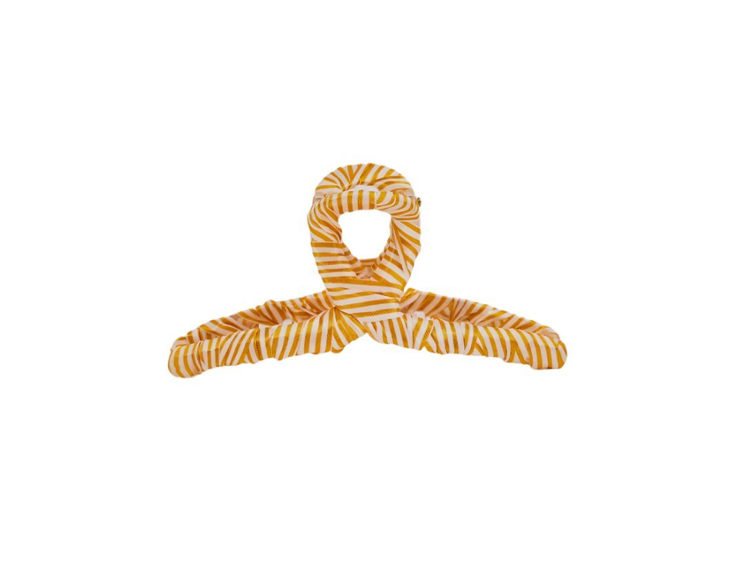 Yellow and White Striped Hair Clip 2