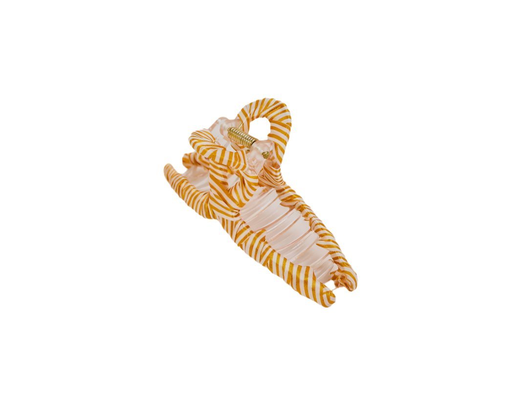 Yellow and White Striped Hair Clip 1