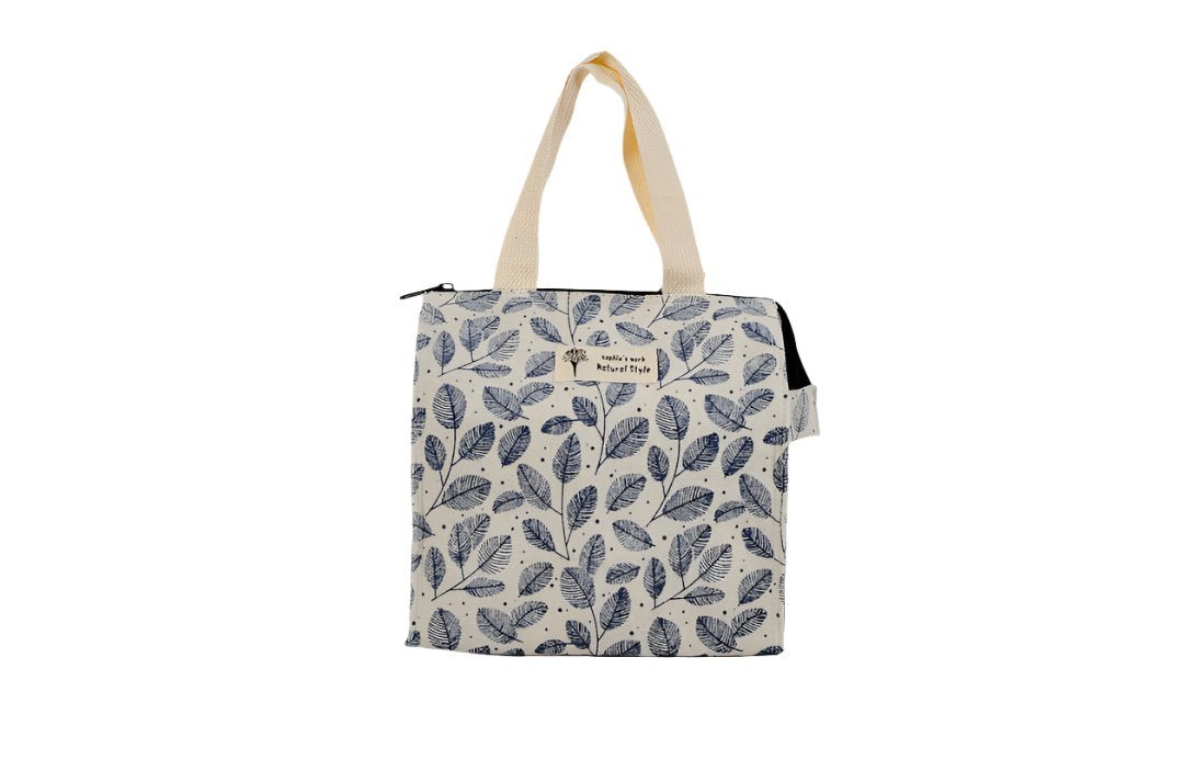 Stylish Thermal Lunch Bag - Leaves - MIDI