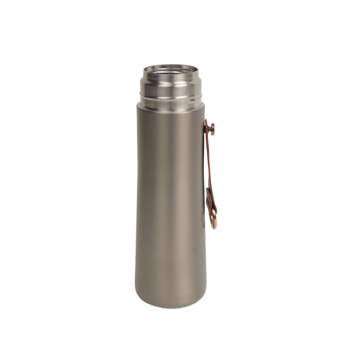 Stainless thermal water bottle with side handle and closed top lid