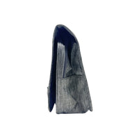 Grey travel bag with open side showing dark blue interior lining