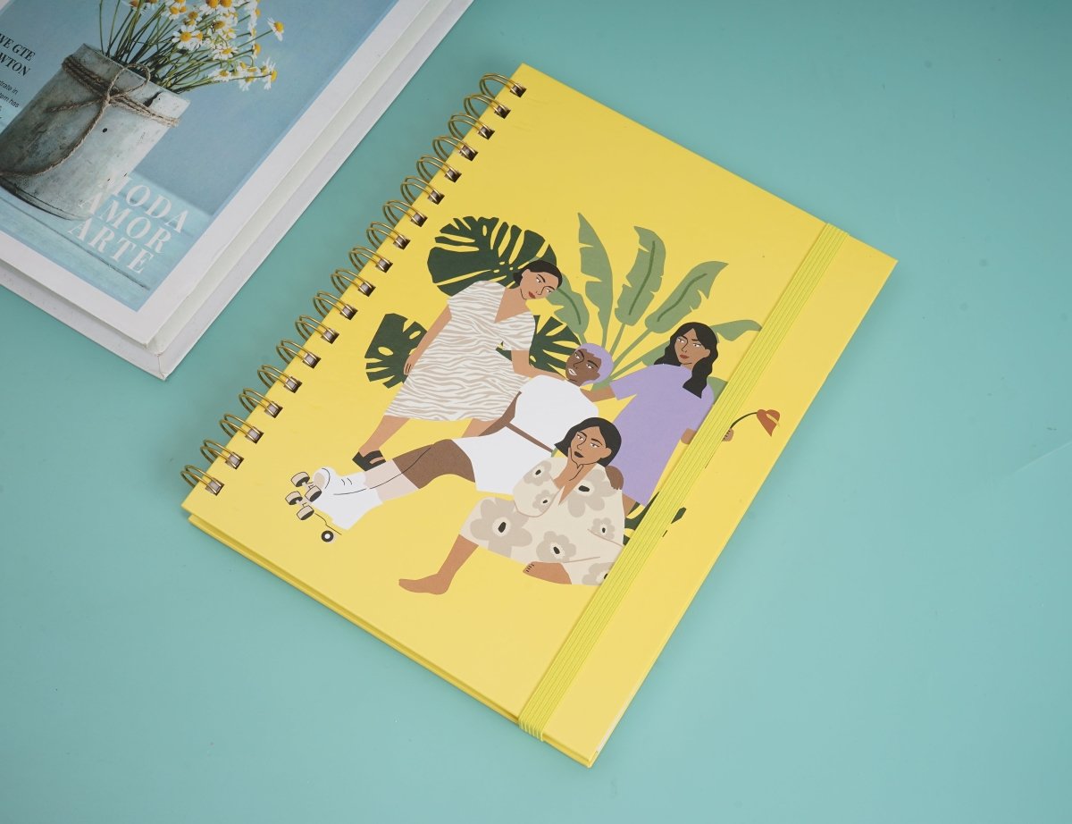 Notebook Large Coil Figure Print Yellow Cover 3