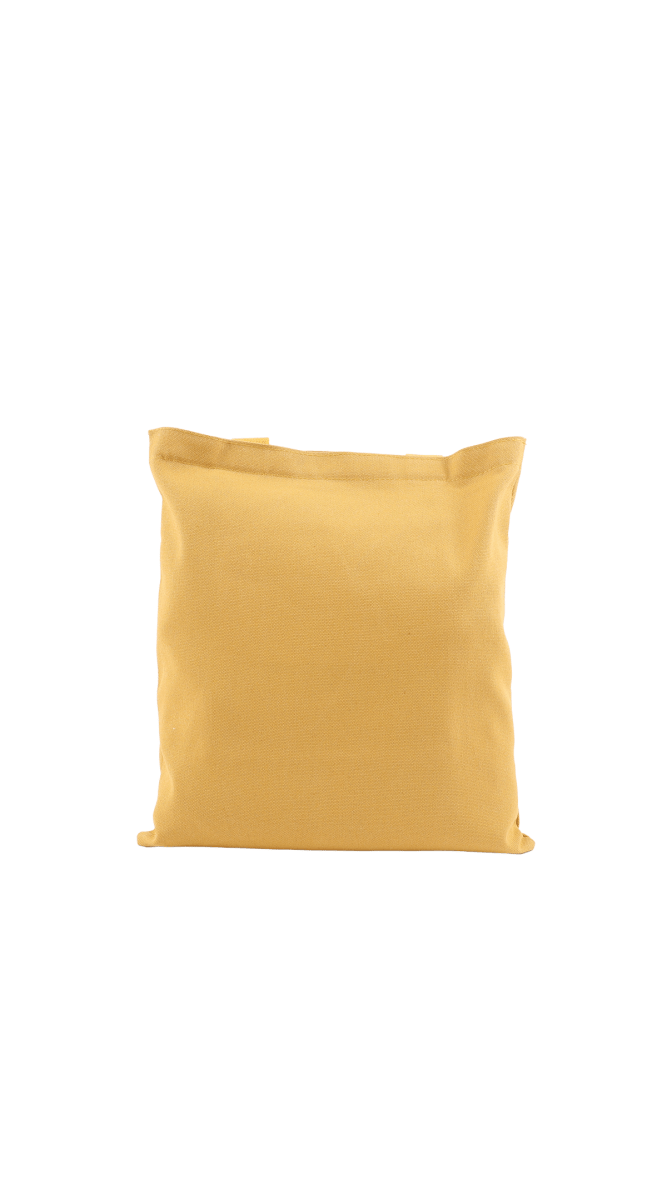 Stylish Yellow Canvas Shoulder Bag with Cute Animal Art - MIDI