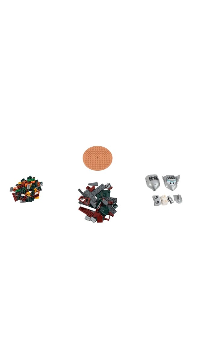 Plastic building ball accessories: orange round base, colorful bricks, and white parts