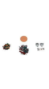 Plastic building ball accessories: orange round base, colorful bricks, and white parts