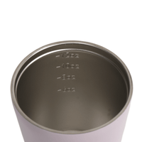Thermos cup interior with stainless-steel base and volume markings