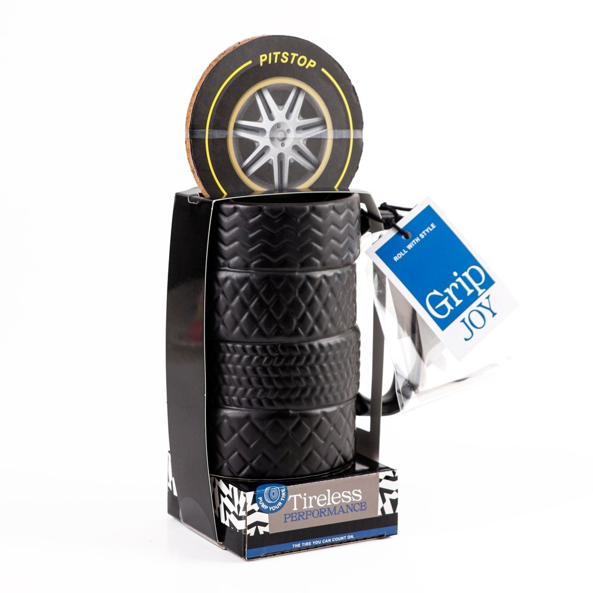 Ceramic Cup Tire Design with Coaster Set 6