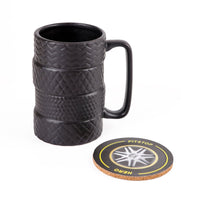 Ceramic Cup Tire Design with Coaster Set 1