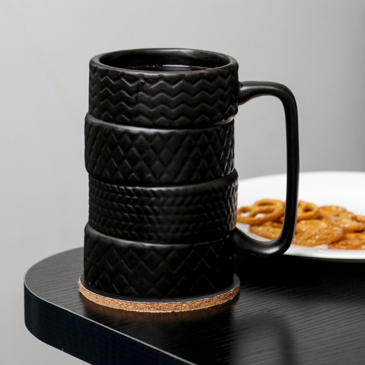 Ceramic Cup Tire Design with Coaster Set 4