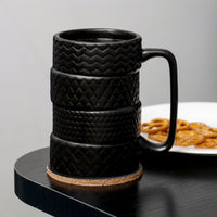Ceramic Cup Tire Design with Coaster Set 4