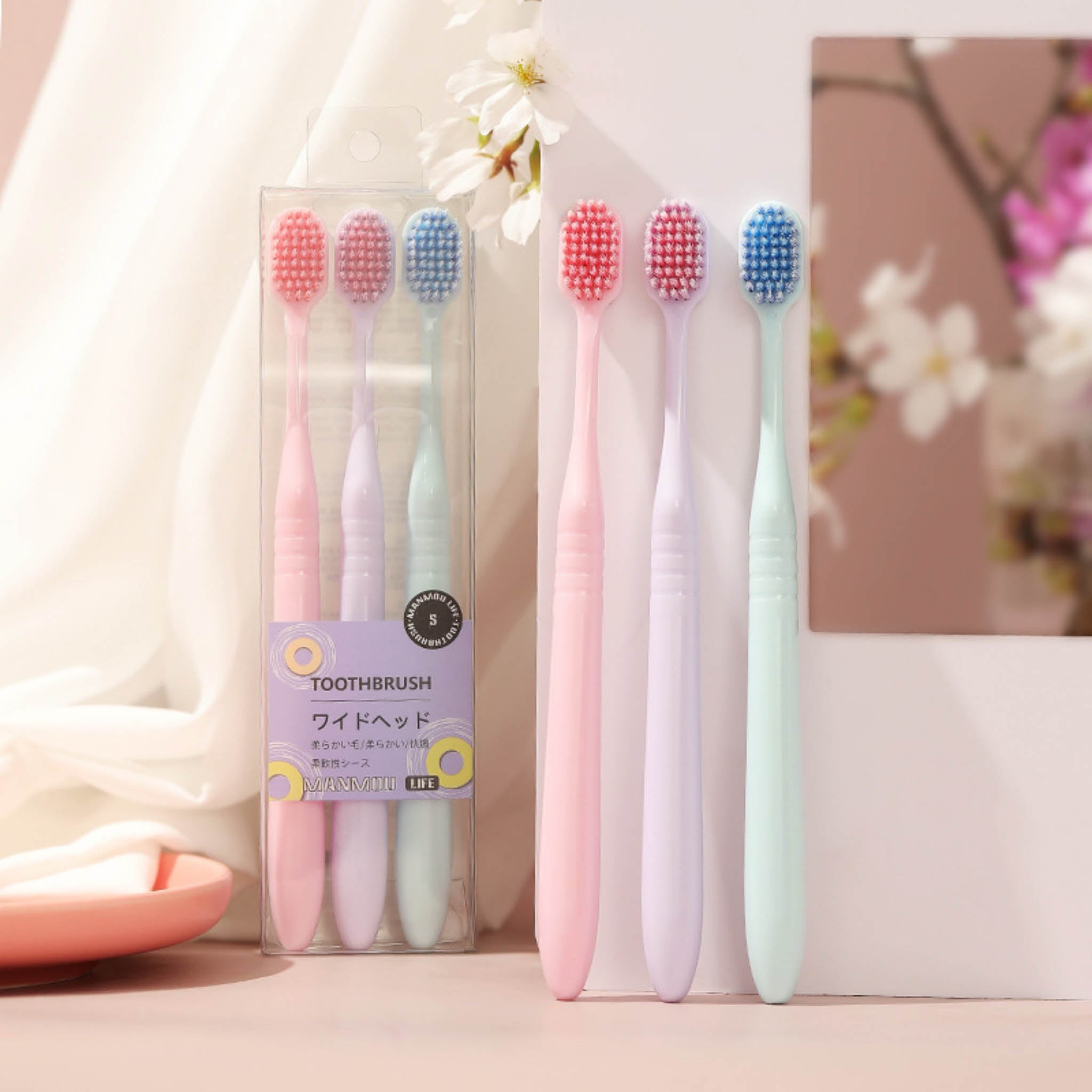 Soft Toothbrush Set with Three Colors