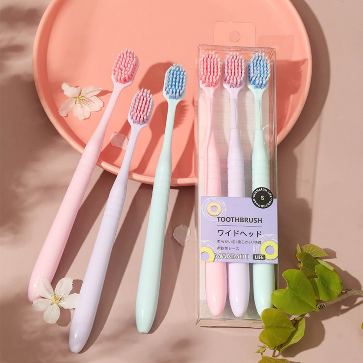 Soft Toothbrush Set with Three Colors