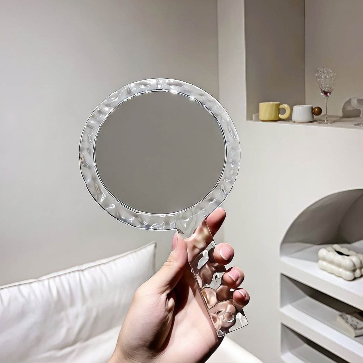 Pack of 2 Transparent Ripple Handheld Mirrors