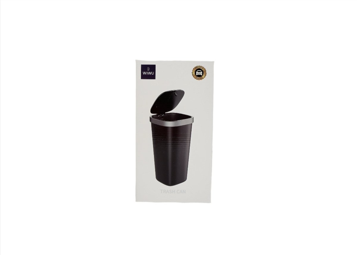 WIWU black trash container retail box with product photo of open-lid container
