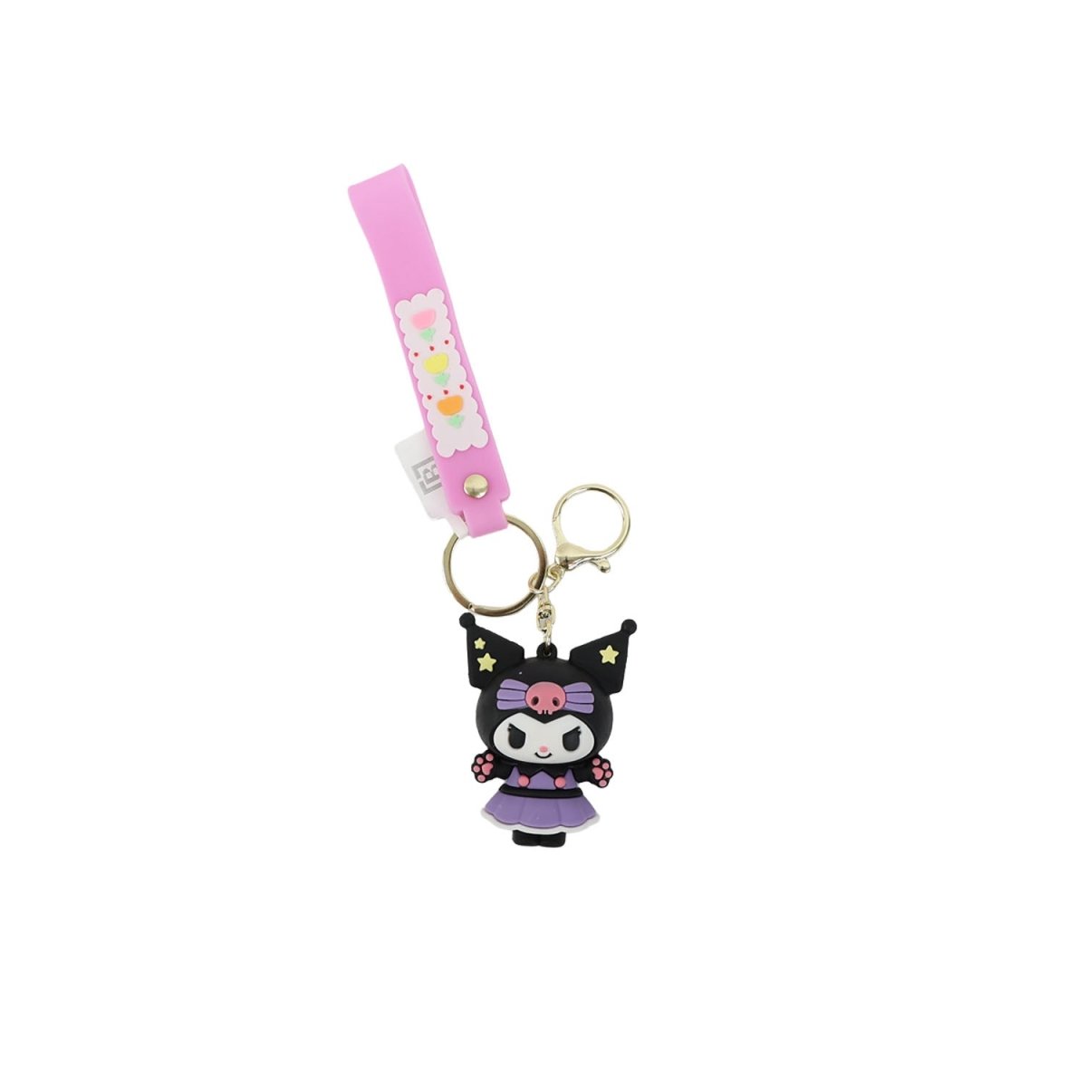 Cartoon Character Keychain with Pink Silicone Strap 7