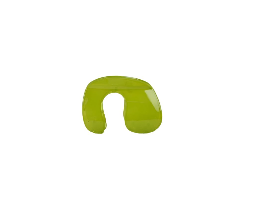 Green plastic hair clip, open U-shape with rounded ends