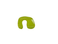 Green plastic hair clip, open U-shape with rounded ends