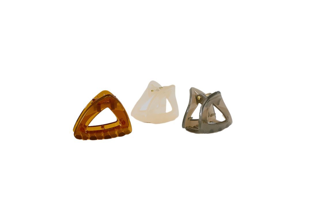Triangle hair clips in assorted colors, small set shown.
