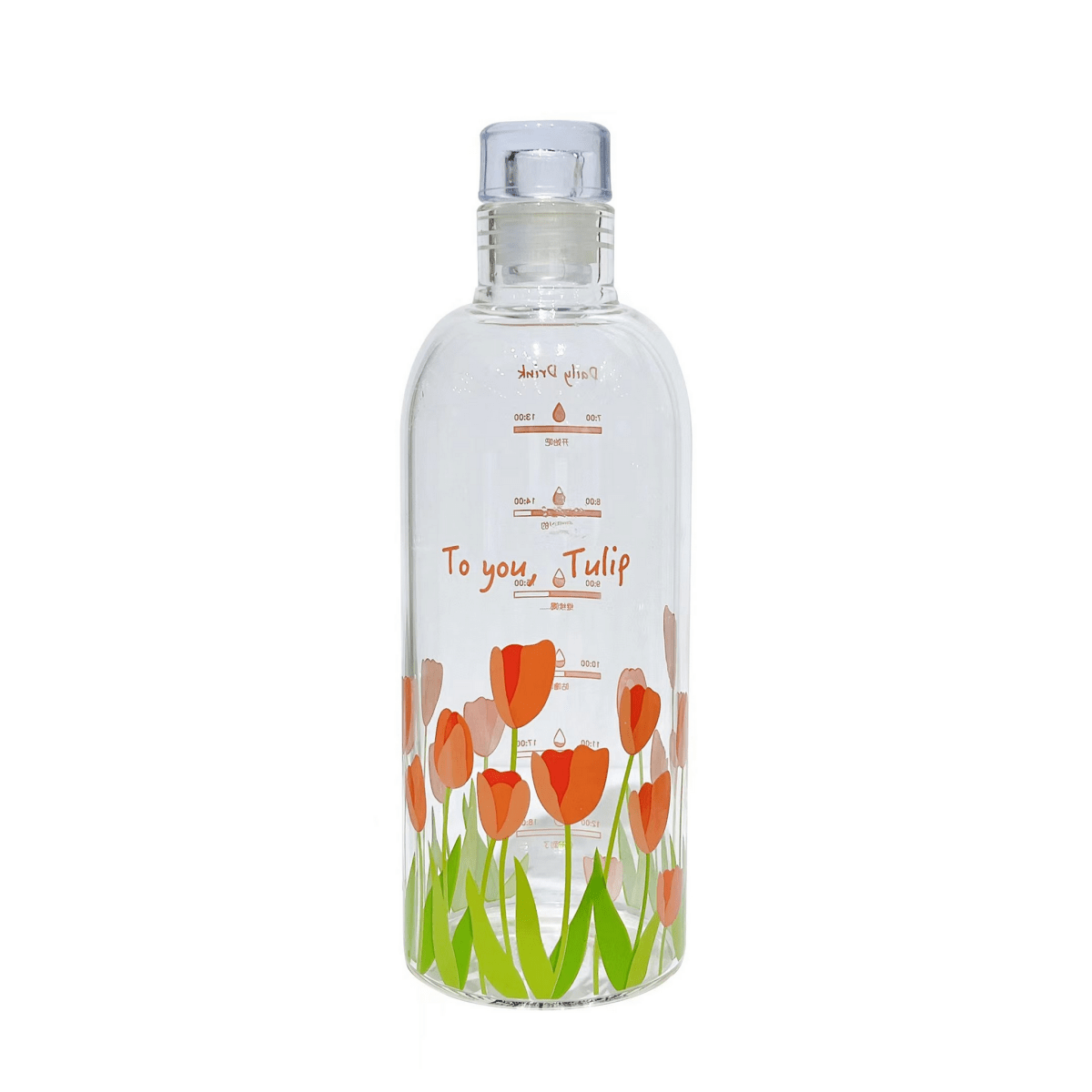 Tulip Design Glass Water Bottle - MIDI